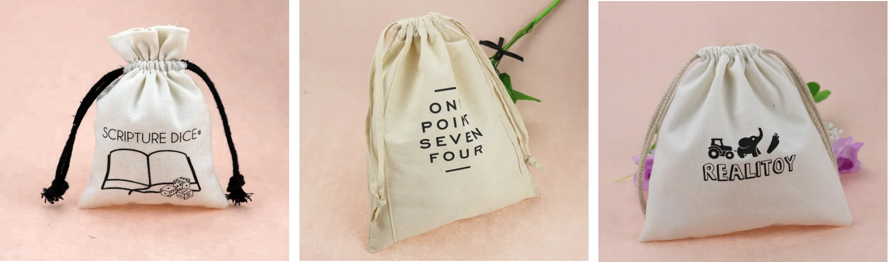 custom white organic muslin bags drawstring cotton pouch