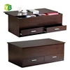 Fujian Wooden Living Room 2 Drawers Side Slide Top Trunk Storage Box Coffee Table Design