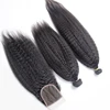 Light Yaki Brazilian Hair Extension Human Hair Bundles Natural Black Lace Closure with Baby Hair
