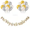 gold glitter merry christmas banners and latex balloons kit office christmas day party outdoor christmas banners supplies