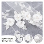 Net Tulle Embroidery White Lace Fabric For Wedding Dress With Beaded