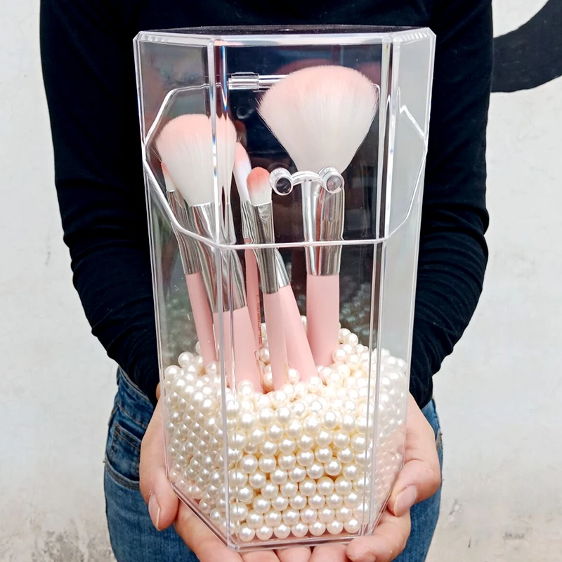 Makeup Brush Holder Transparent Acrylic Organizer with Dustproof Cover Cosmetic Brush Storage Box
Makeup Brush Holder Transparent Acrylic Organizer with Dustproof Cover Cosmetic Brush Storage Box