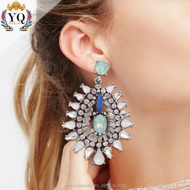 elx-00006 beautiful crystal earrings wedding glass stud earring