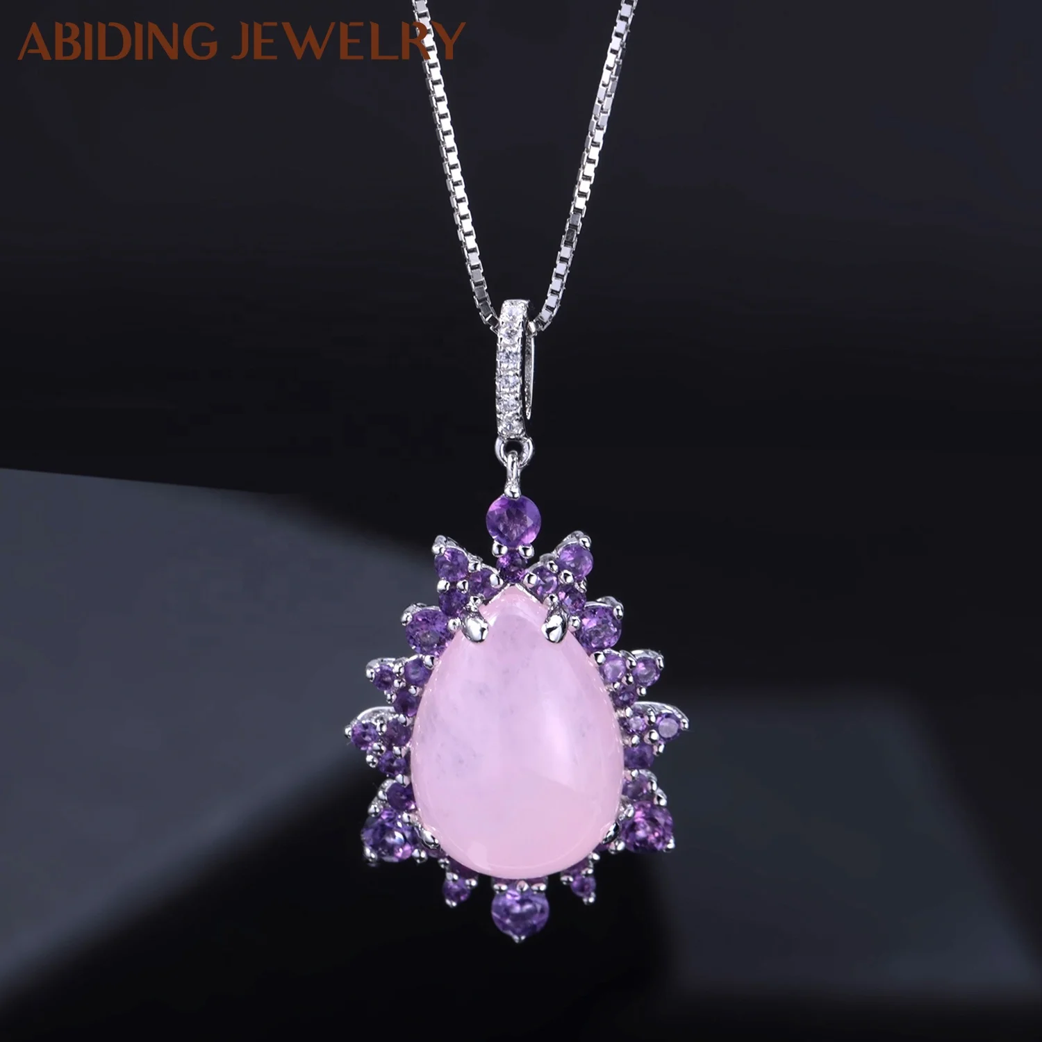 Abiding 925 Sterling Silver Elegant Necklace Natural Pink Chalcedony Gemstone Pendant for Women Wedding Fine Jewelry
Abiding 925 Sterling Silver Elegant Necklace Natural Pink Chalcedony Gemstone Pendant for Women Wedding Fine Jewelry