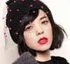 Fashion Women Veil Dots Knitted Crochet Winter Warm Beanie Hat