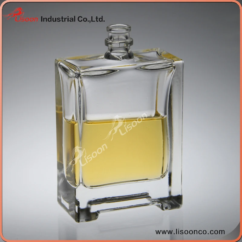 High quality high fashion 50ml square glass perfume bottle with customized size