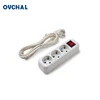 OUCHI European Universal Travel 3 Way Power Strip Extension Socket Outlet