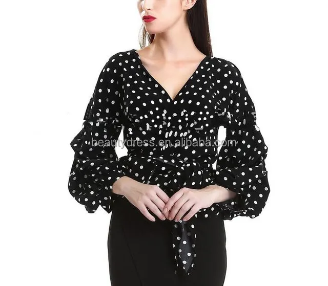 b12274a europea lady deep v hubble-bubble sleeve plus size