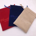 Colorful Embroidered Velvet Pouch Drawstring Gift Bag