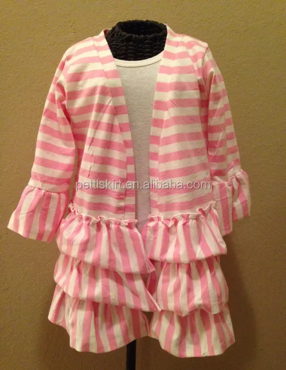 Cheap China wholesale kids clothes fashion pink and white stripe girls fall boutique clothing girls long cardigan