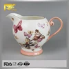 Wholesale ceramic 5oz butterfly creamer, glazed milk pot, decal milk jug