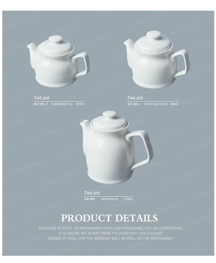 Catering banquet wedding for sale Chinese style plain white porcelain teapot