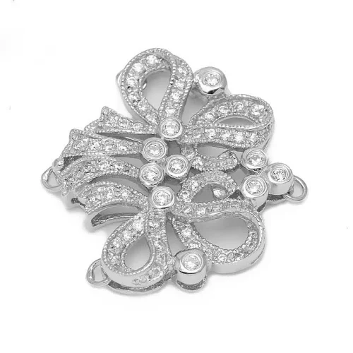 High Quality Jewelry Accessories 925 Sterling Silver Zircon Stone 3 Rows Tassels Necklace Pendant Connectors SLJQ-CZ017
