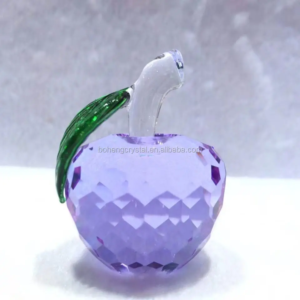folk decorative faceted clear crafts crystal glass apple for