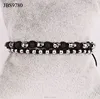 Unique design natural lava stone stainless steel skull beads bracelet for men