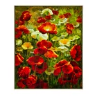 Shenzhen Dafen Artist Handpaint Vivid Blooming Red Flower Wall Art Decor Canvas Oil Painting