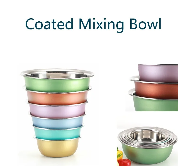 colorful coated stainless steel mixing bowl set durable serving