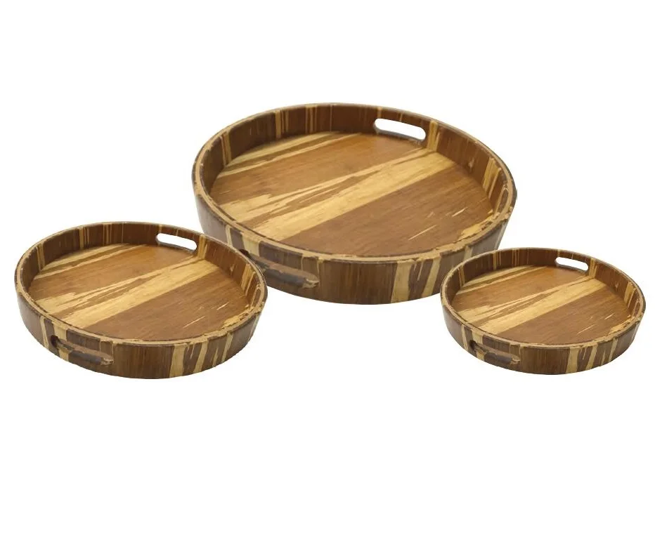 Bamboo tiger strip wood serving tray