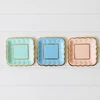 Hot stamping color dot small square plate pink blue mint green new cake dish plate