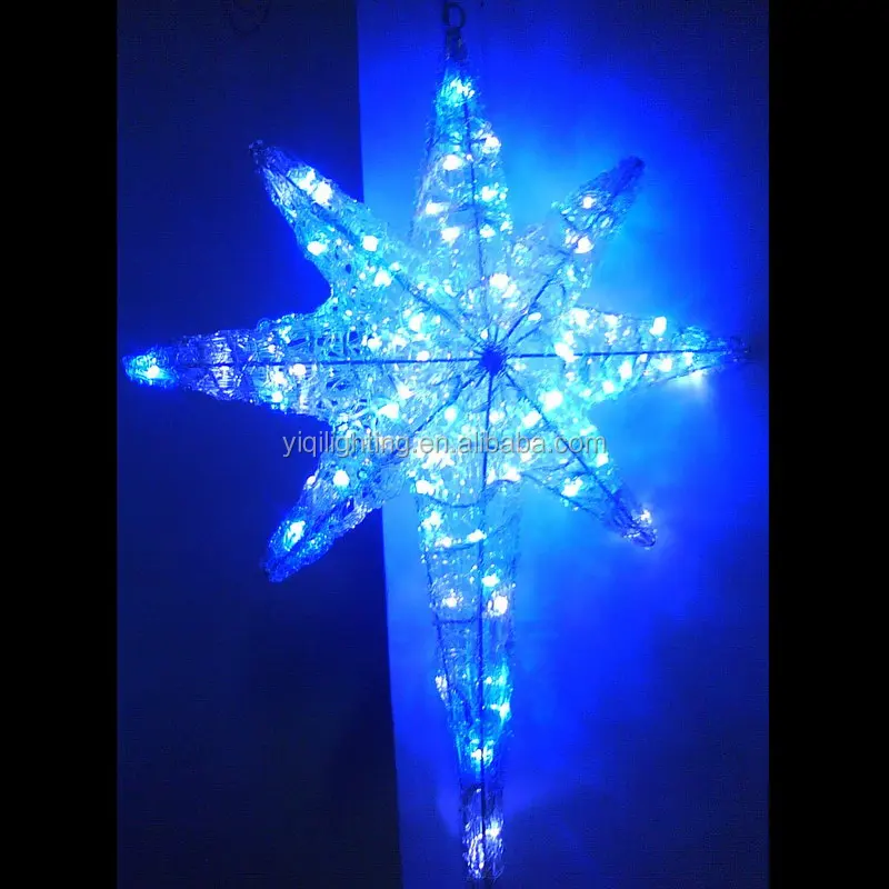 Christmas decoration beautiful 3D decor LED motif light eight pointed stars