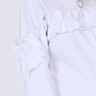 Women Zip up hoodie Ruffle sleeves Fleece White color blank hoodies