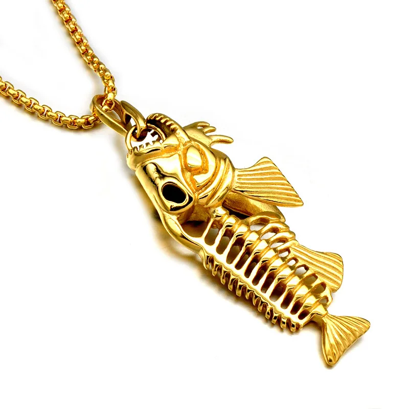 YWMT 2018 Wholesale Punk Jewelry Stainless Steel Piranha Fish Bone Necklace Pendant, Gold/silver
YWMT 2018 Wholesale Punk Jewelry Stainless Steel Piranha Fish Bone Necklace Pendant, Gold/silver