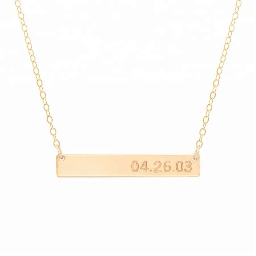 Personalized Gold Engraving Name Number Date Bar Necklace, Gold/rose gold/black/silver
Personalized Gold Engraving Name Number Date Bar Necklace, Gold/rose gold/black/silver