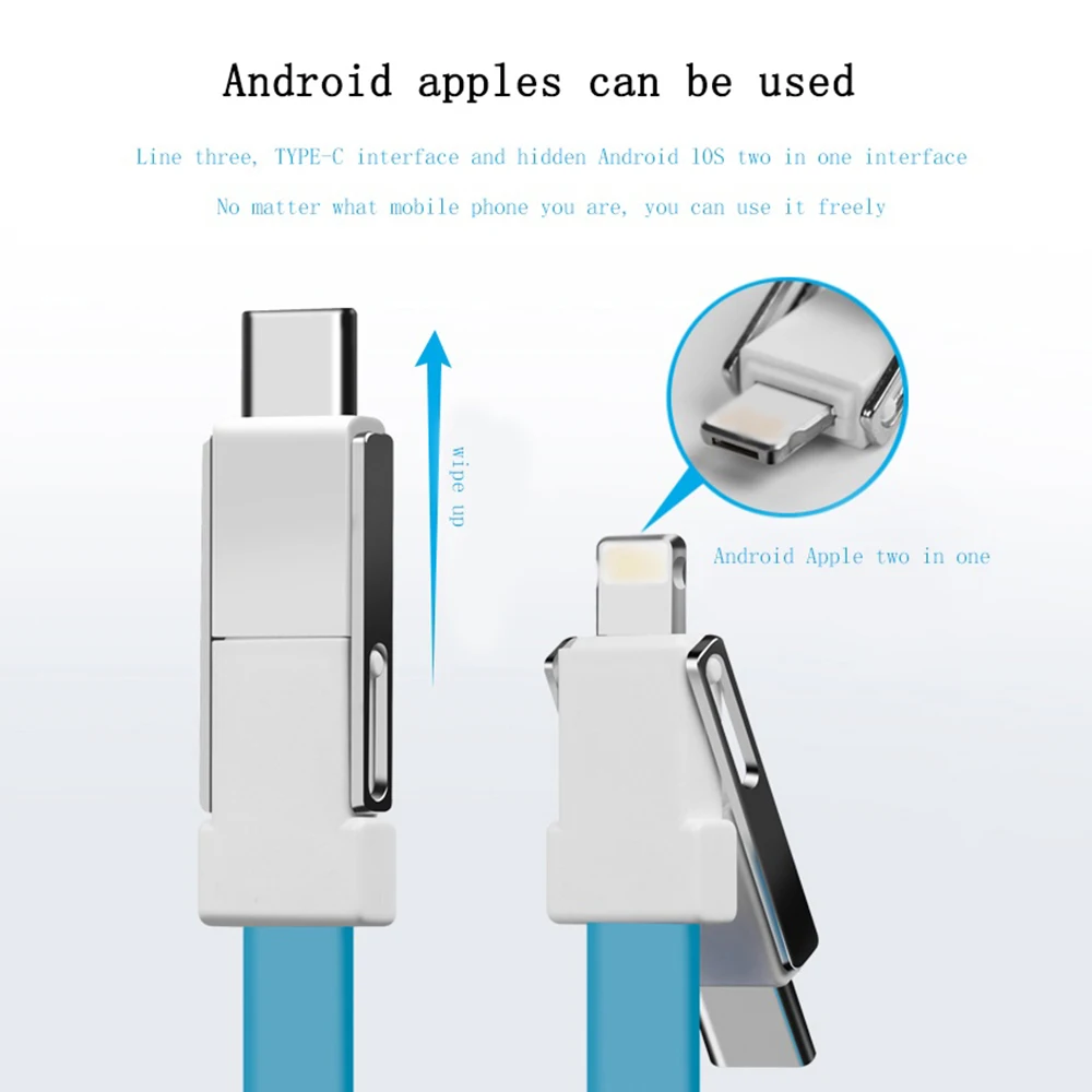 Portable 3in1 magnetic micro usb cable with keychain fast keyring usb data magnetic cable for IOS for Android for Type C device - ANKUX.COM