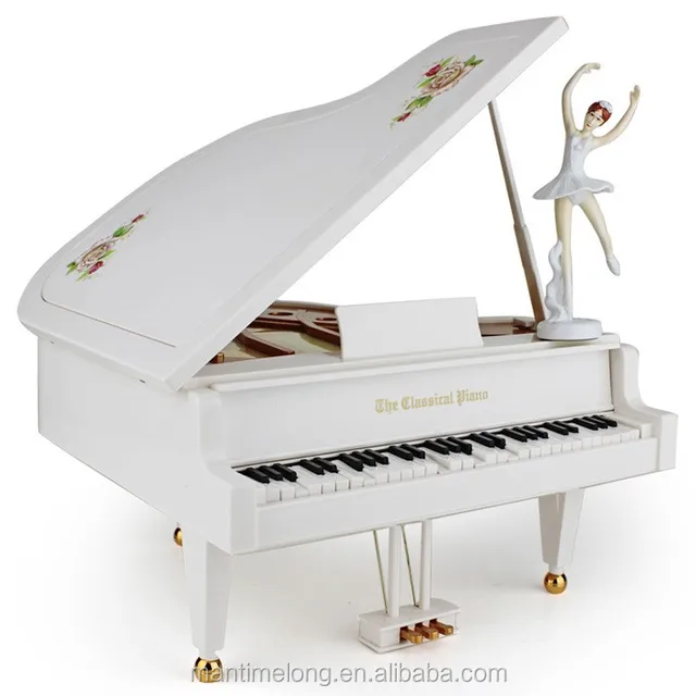 large size white gold piano music box classical birthday day