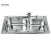ARROW brand Foshan factory 304 stainless steel double bowl kitchen sink