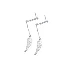 Natural stone silver jewelry 925 cz stud earring chain drop earring angel wings jewellery