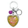 GU018 Fantasy silver kerying gold glitter key tag, quicksand star powder moving liquid heart keychain for handbag