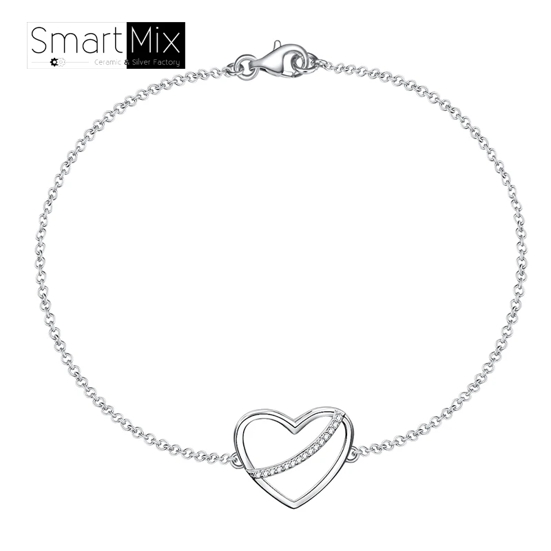Chinese Personalized Jewelry Heart Bracelet Silver 925, Silvery
Chinese Personalized Jewelry Heart Bracelet Silver 925, Silvery