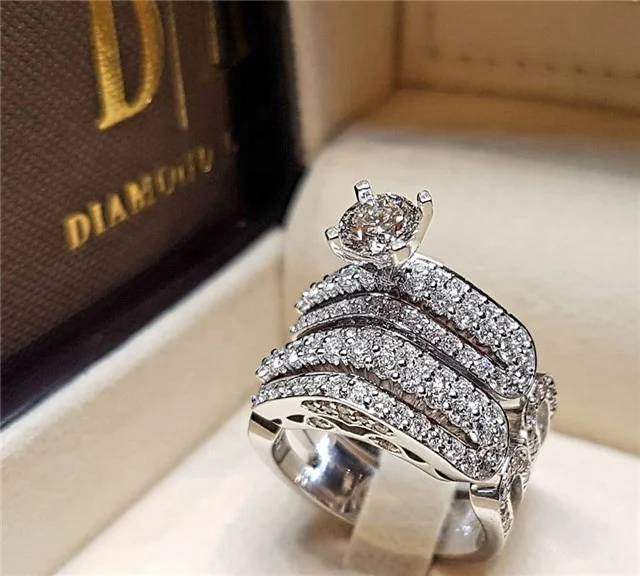 Luxury Female White Round Zircon Ring Set Crystal Bridal Ring Wedding Jewelry Promise Engagement Rings For Women
Luxury Female White Round Zircon Ring Set Crystal Bridal Ring Wedding Jewelry Promise Engagement Rings For Women