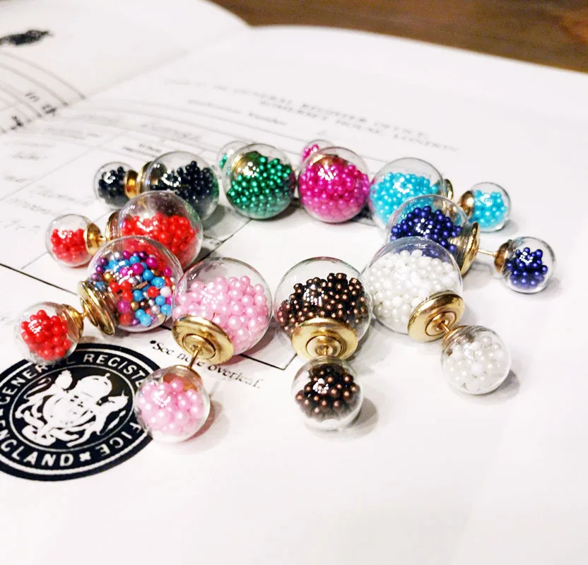 New Arrival Latest Design Glass Ball Beads Stud Earrings Arete Double Side Glass Ball Earrings with Mini Acrylic Beads, As picture
New Arrival Latest Design Glass Ball Beads Stud Earrings Arete Double Side Glass Ball Earrings with Mini Acrylic Beads, As picture