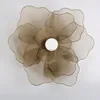 Custom made size round gold color art craft flower design iron wall art
