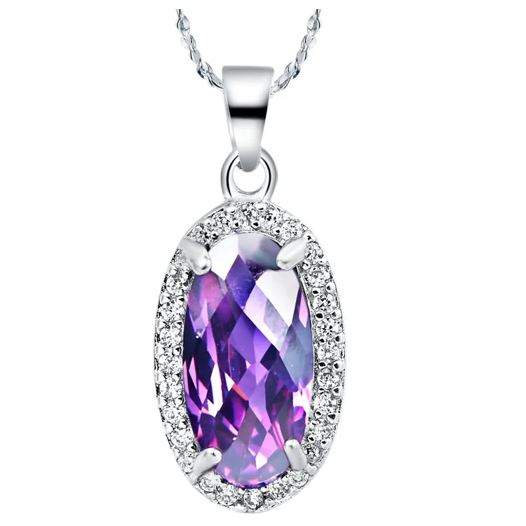 Factory wholesale pendant necklace plating white gold purple zircon 18inch white gold Snake chains
Factory wholesale pendant necklace plating white gold purple zircon 18inch white gold Snake chains