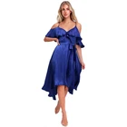 New Fashion Design Women Clothing Satin Wrap Dresses