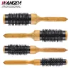 Portable Hair Brush Comb Round Anti-static Curly Brush Natural Bristle Wood Handle Hair Styling Comb Hairdressing