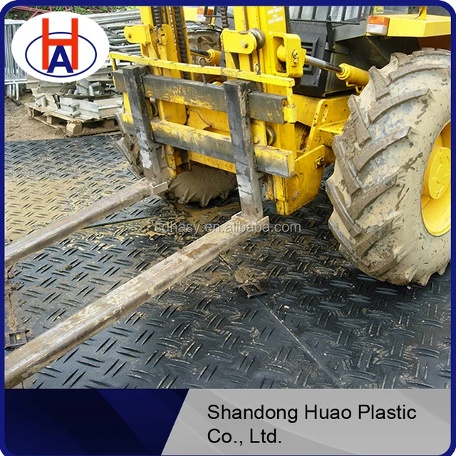 Huao black good quality ground protection mat any color as your orde/ hdpe plastic track floor mat from China
