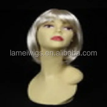 Cheap bob synthetic wig silver white people cosplay wigs for white women N113