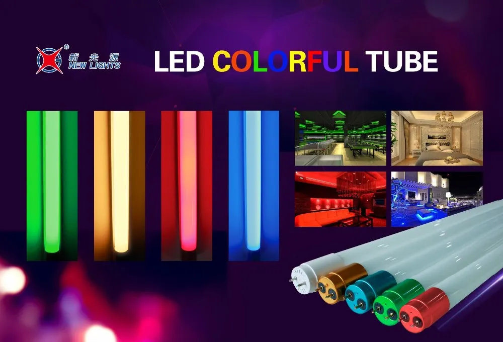 New Color Led Tube Red/green/blue Light T8 9w 18w Glass Tube Lights