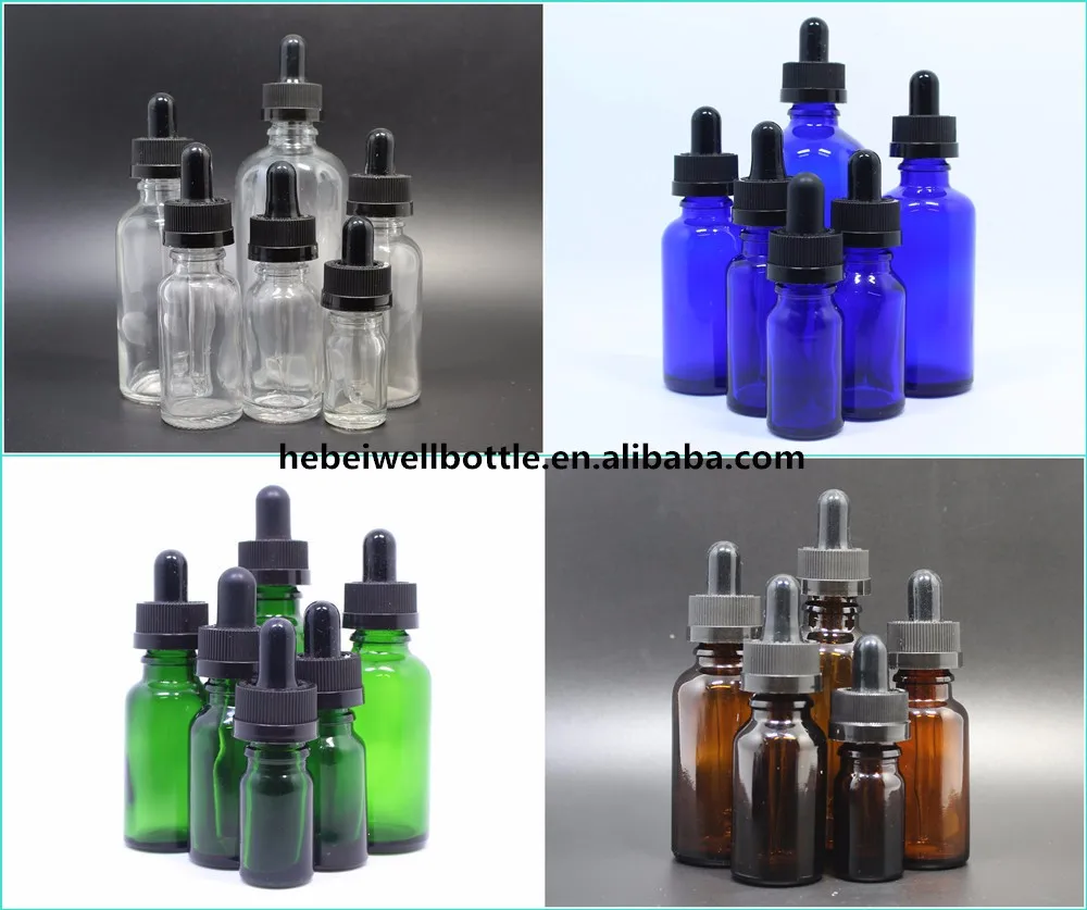 Brown fine oil skincare glass essential oil bottle with aluminum cap dropper for essential oils Round-2008A