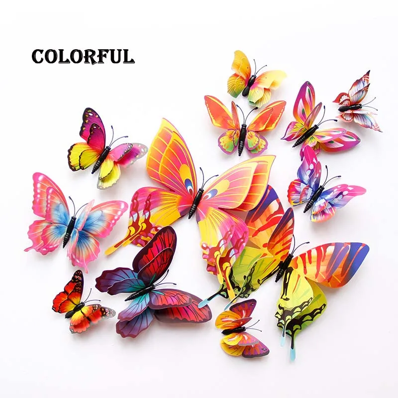 New style 12Pcs Double layer 3D Butterfly Wall Sticker on the wall Home Decor Butterflies for decoration Magnet Fridge stickers
New style 12Pcs Double layer 3D Butterfly Wall Sticker on the wall Home Decor Butterflies for decoration Magnet Fridge stickers