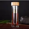 Tea Infuser Borosilicate Glass Water Bamboo Drink Bottle with Metal Infuser, Sleeve and Bamboo Lid,Portable Sports Bottle 24oz