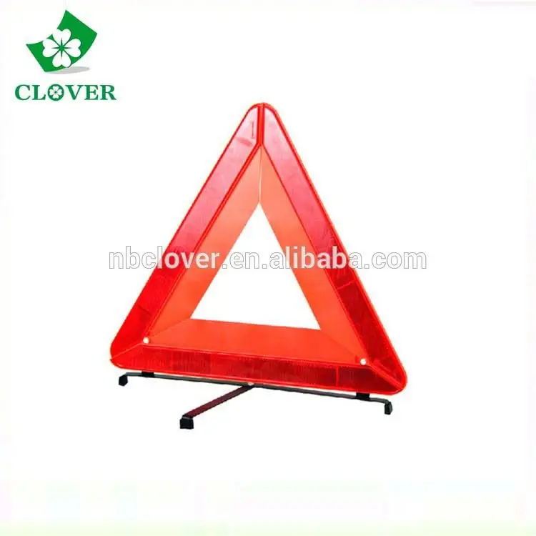 Red safety reflective traffic warning triangle for emergency