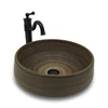 Hand made pottery forest basin sink round ceramic bathroom vessel sink