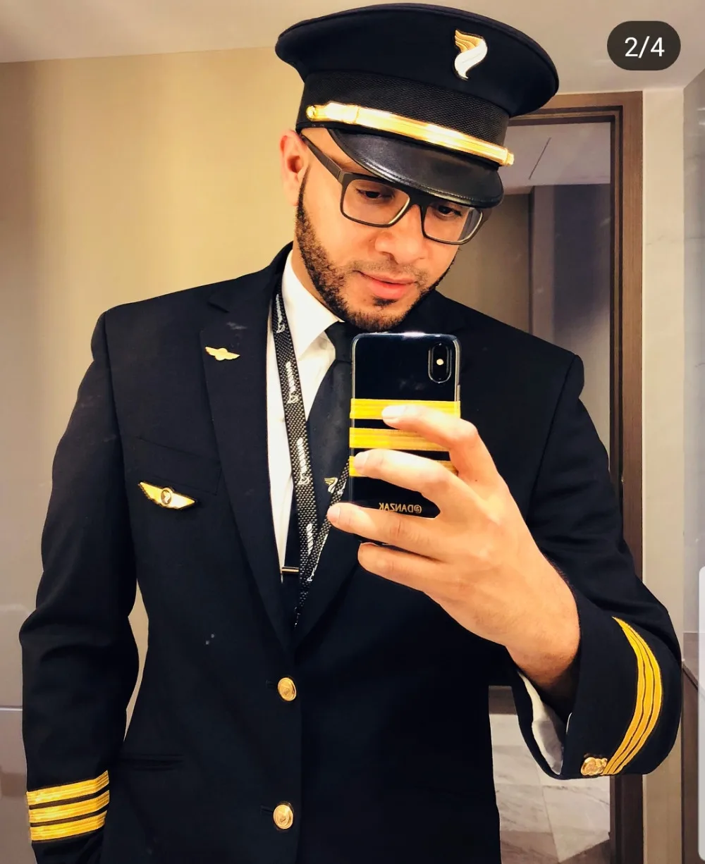 Airline Flight Attendant Navy Black Color Men And Women Pilot Suit