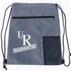 Custom Printed Polyester Gym String Backpack Zipper Pocket Drawstring Bag With Screen Cloth