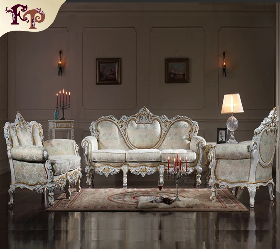 French Empire Furniture Hand Carved Leaf Gilding Sofa Set Luxury